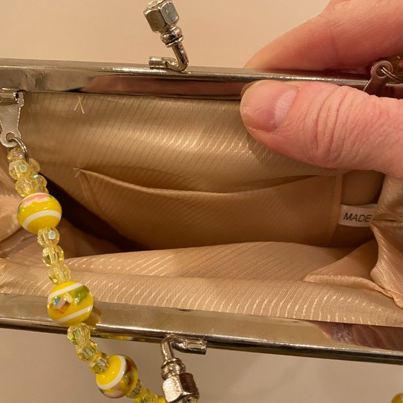 Yellow Evening bag with beads and sequins - Picture 3 of 5